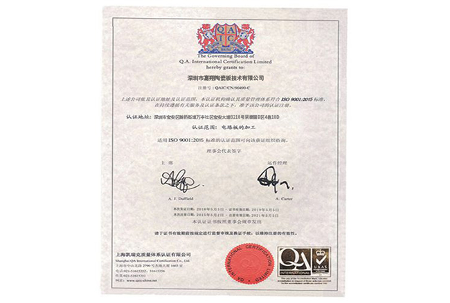 ISO9001證書